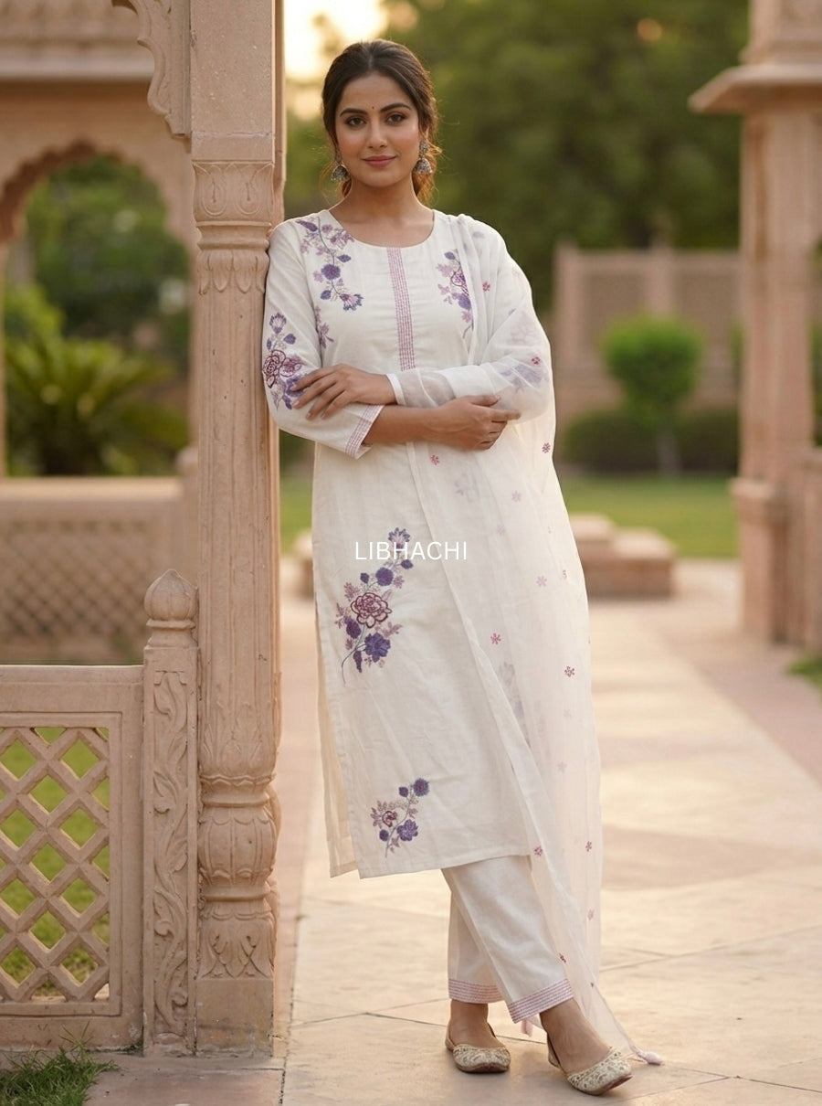 Blush Bloom Embroidered Kurta Set