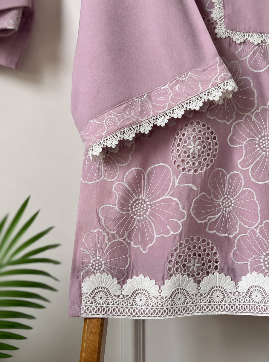 Lavender & Sage Garden Mul Chanderi Farshi Set