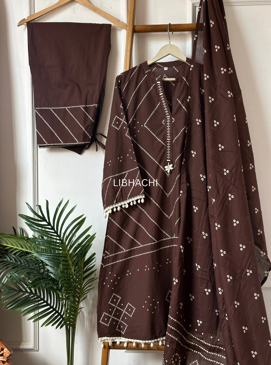 Bandhani farshi 3 colour