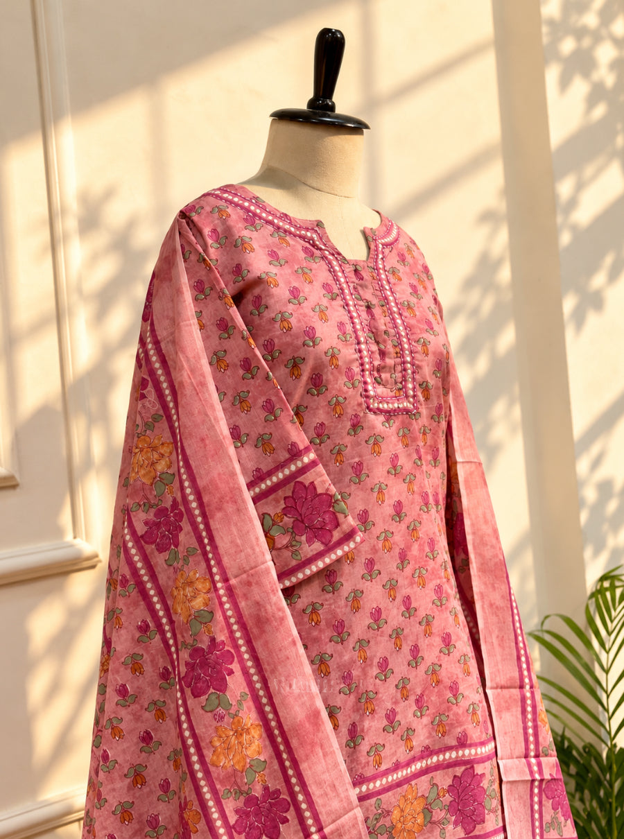 Gulbano — The Pure Mul Cotton Floral Skirt Set with Dupatta