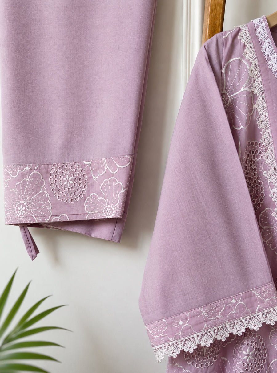 Lavender & Sage Garden Mul Chanderi Farshi Set