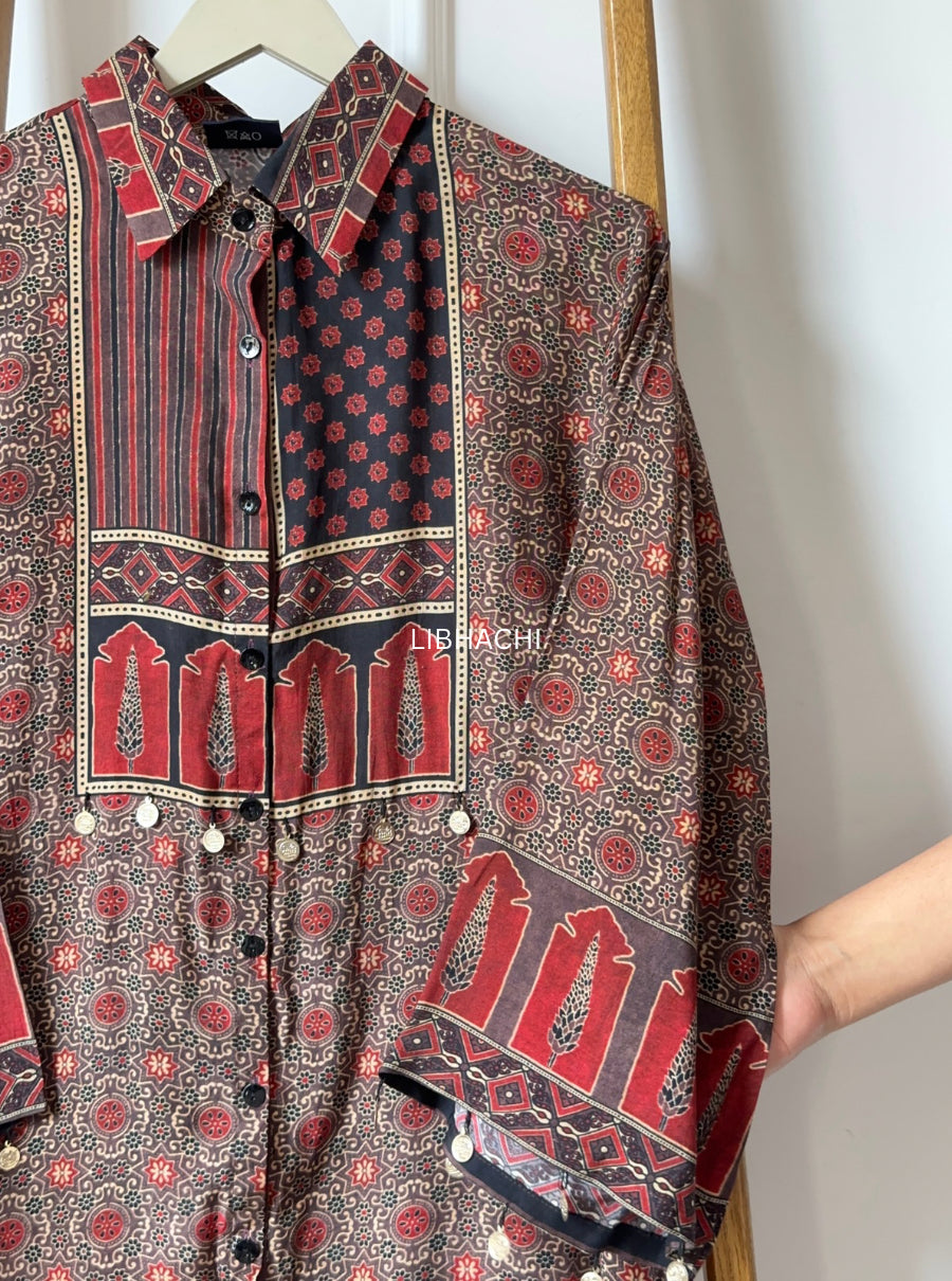 Ajrakh Printed Silk Tops