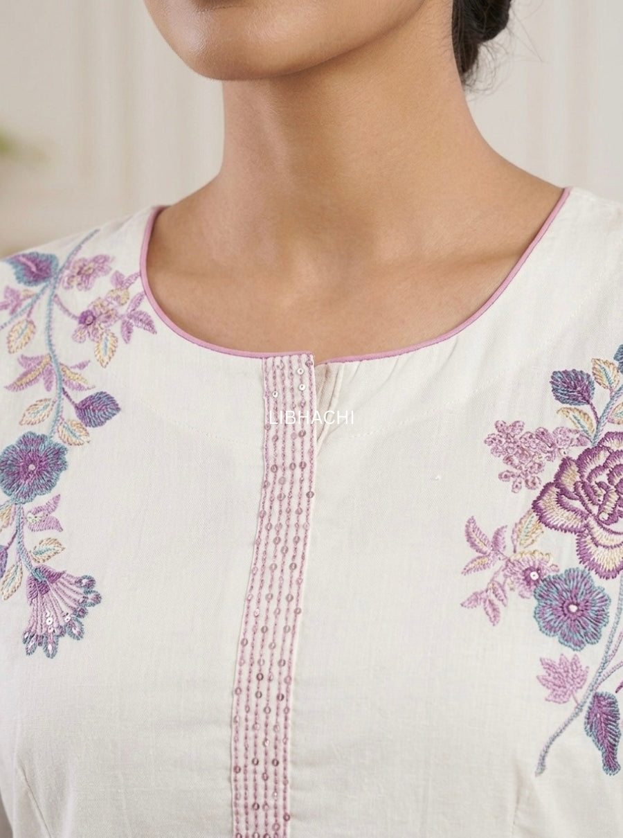 Blush Bloom Embroidered Kurta Set