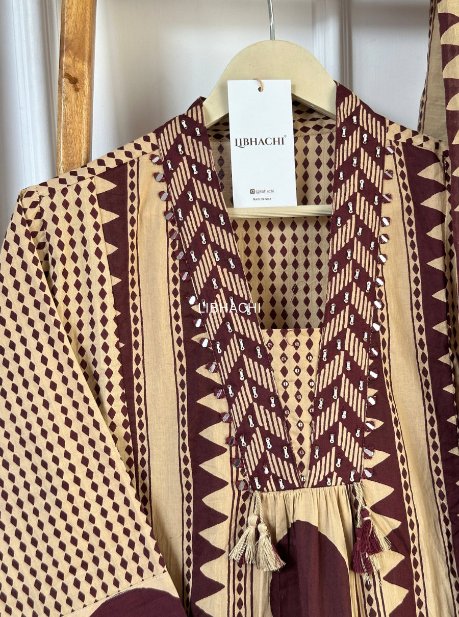 Raya Ajrakh Side-Cut Suit Set