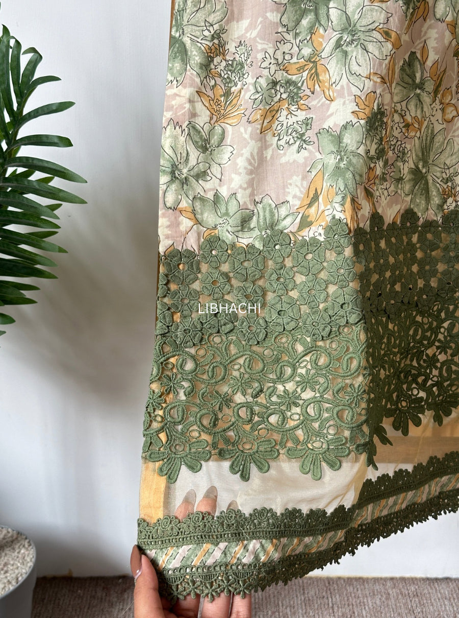 Sage green & rose pink pakistani suit set