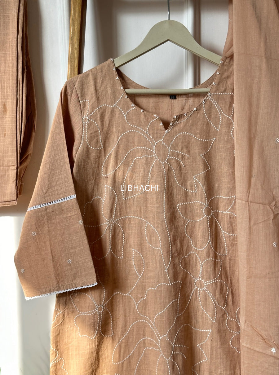 Linen three colour suit set