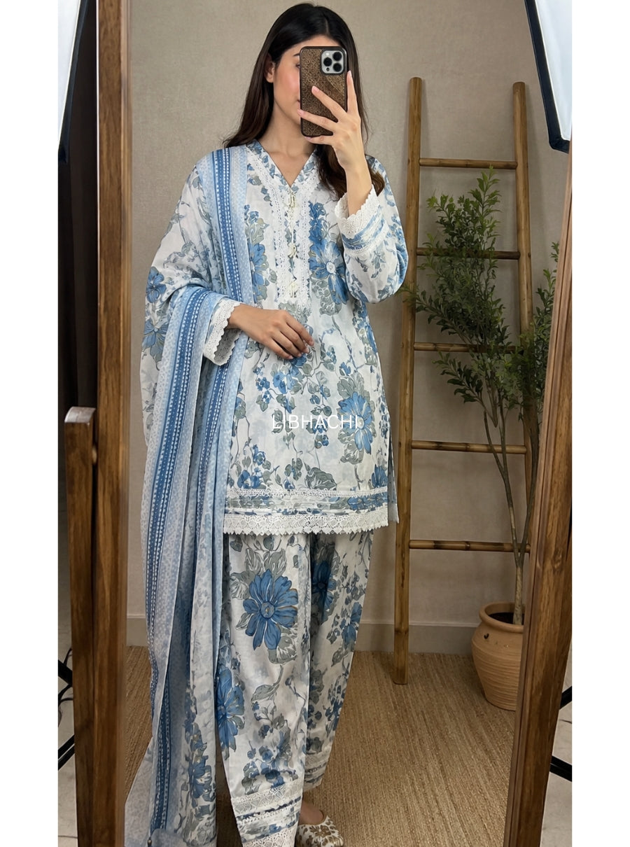 Blush & Breeze – Lace-Embellished Farshi Salwar Suit Set