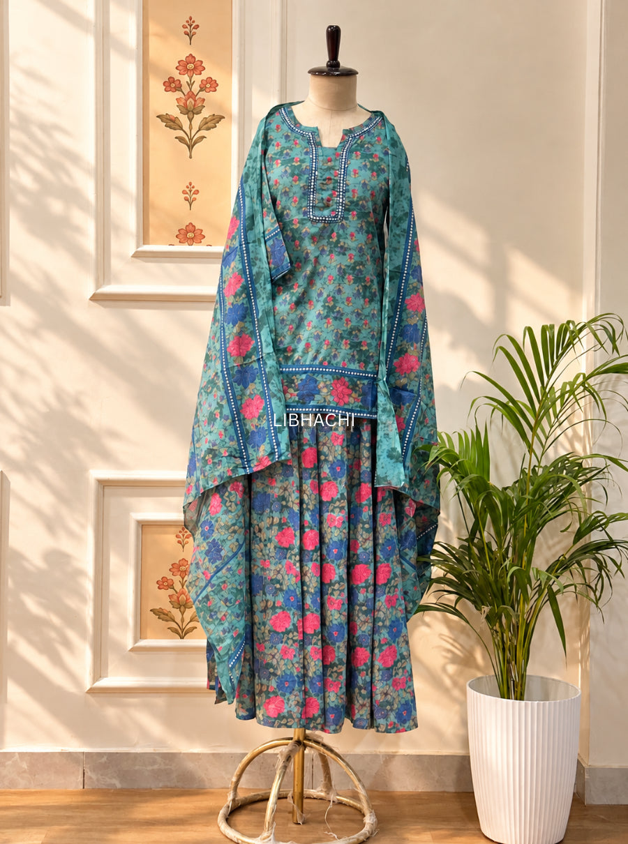 Gulbano — The Pure Mul Cotton Floral Skirt Set with Dupatta