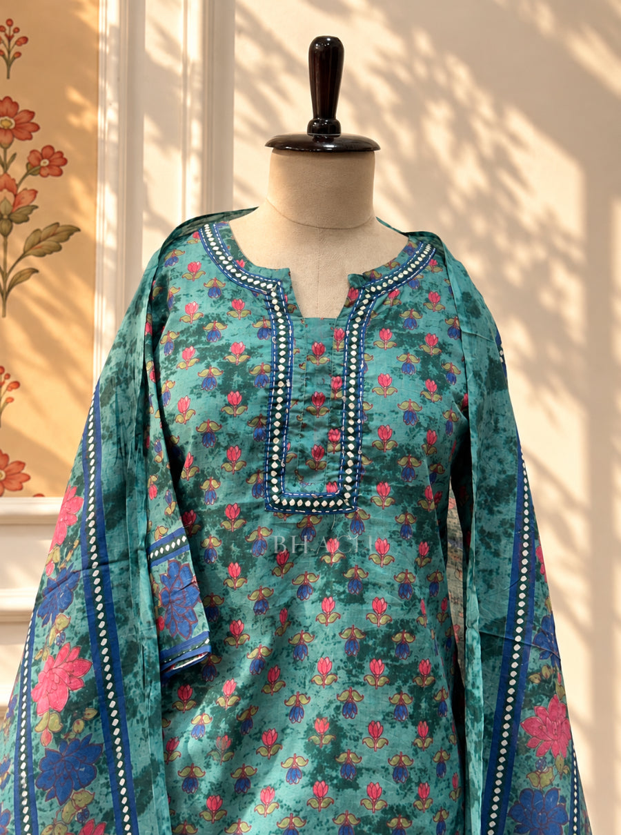 Gulbano — The Pure Mul Cotton Floral Skirt Set with Dupatta