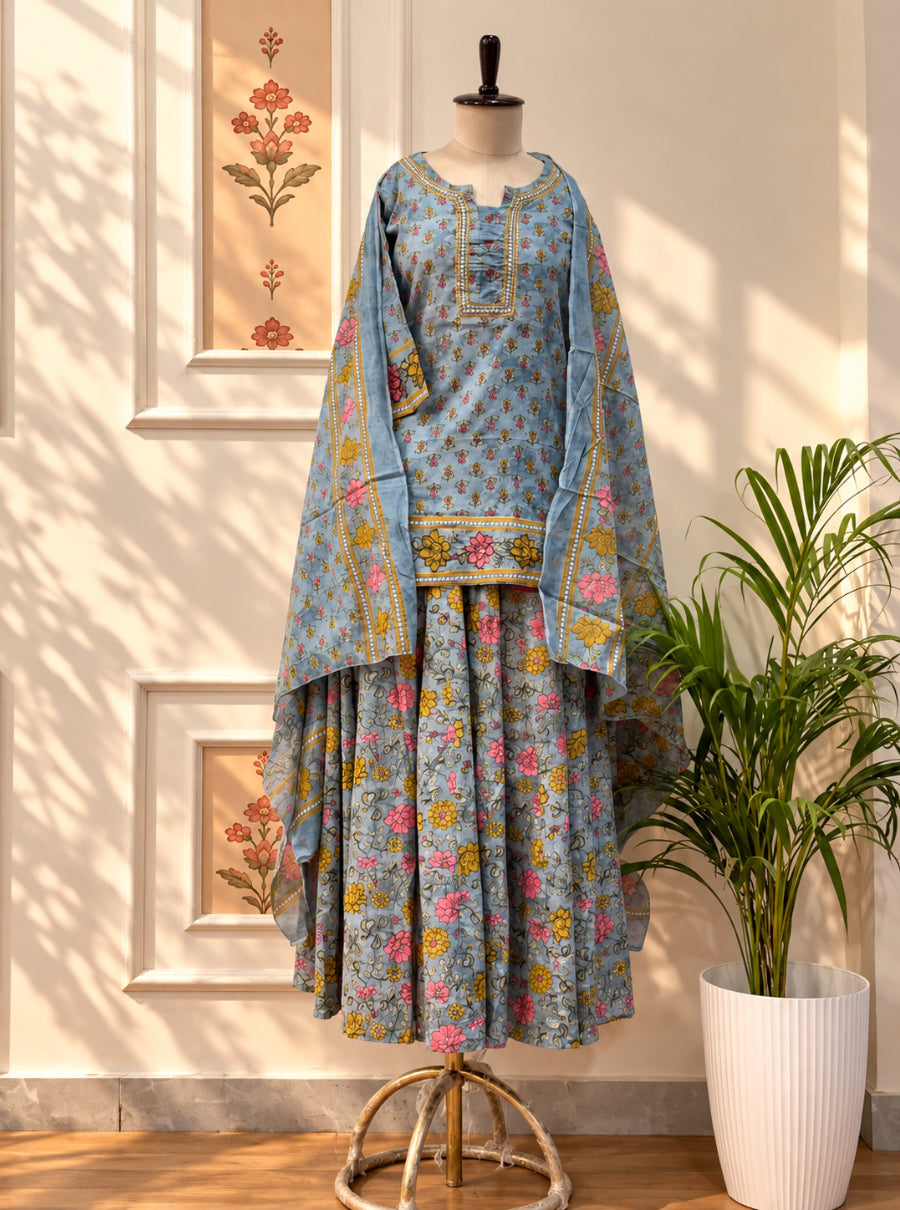 Gulbano — The Pure Mul Cotton Floral Skirt Set with Dupatta