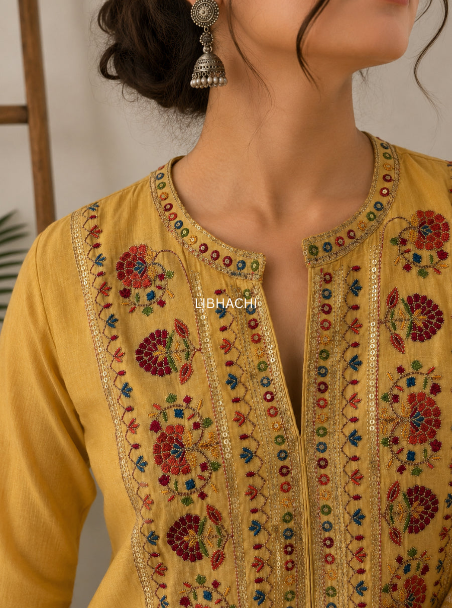 Kesari Heirloom Embroidered Cotton Suit Set