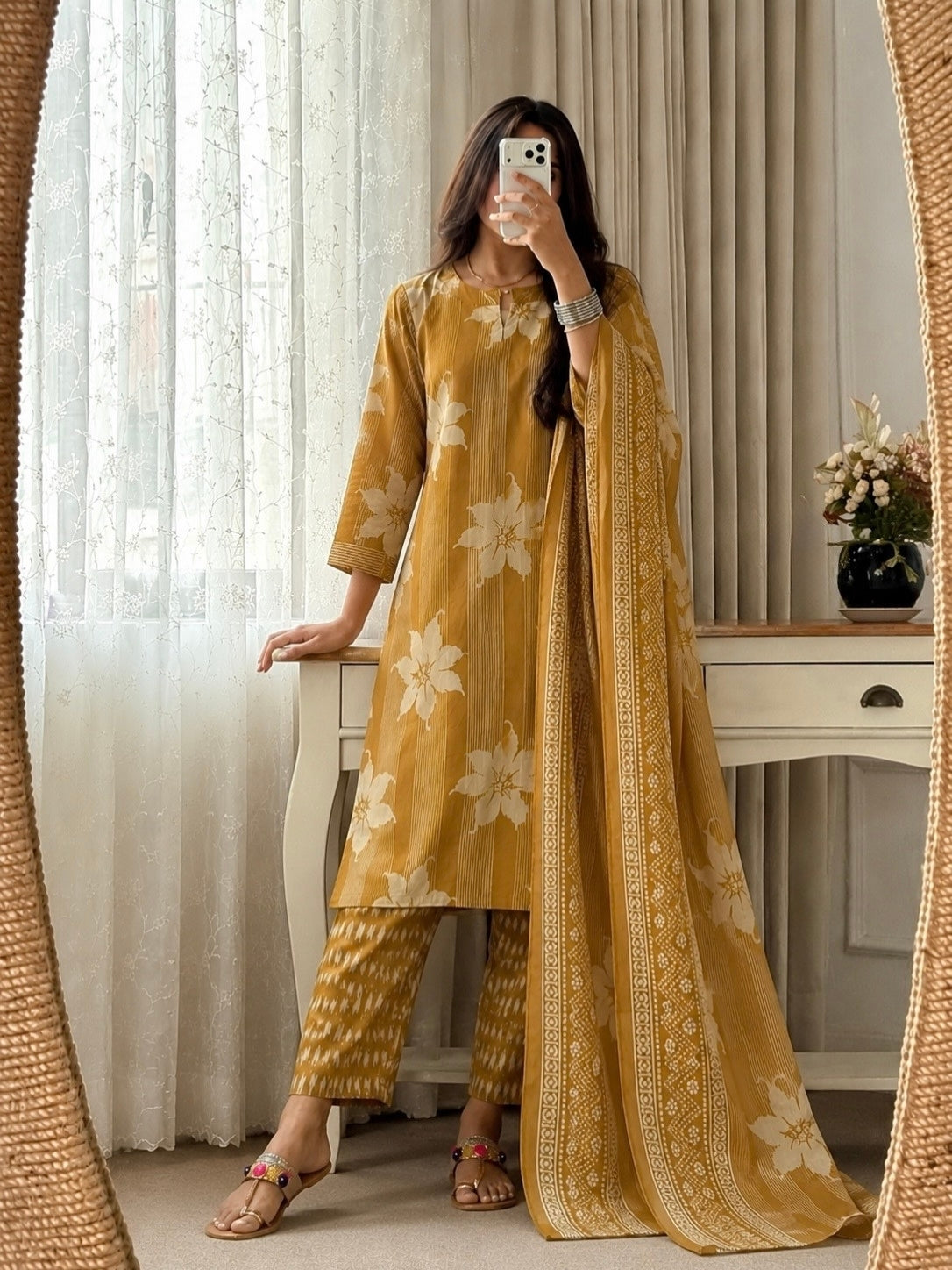 Noor Floral Stripe Suit Set