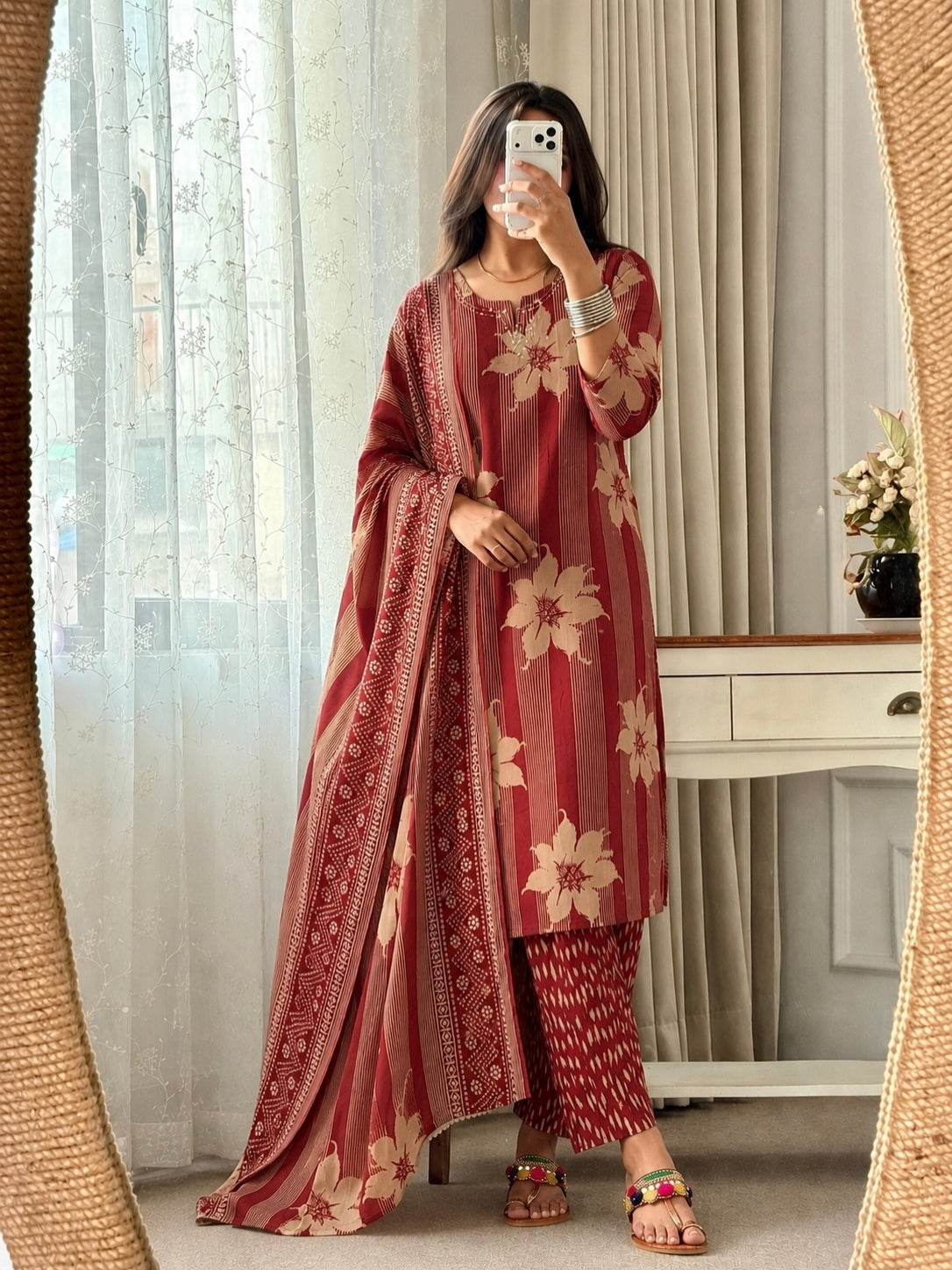 Noor Floral Stripe Suit Set