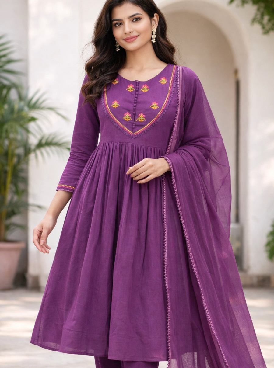 Anaya cotton anarkali suit set