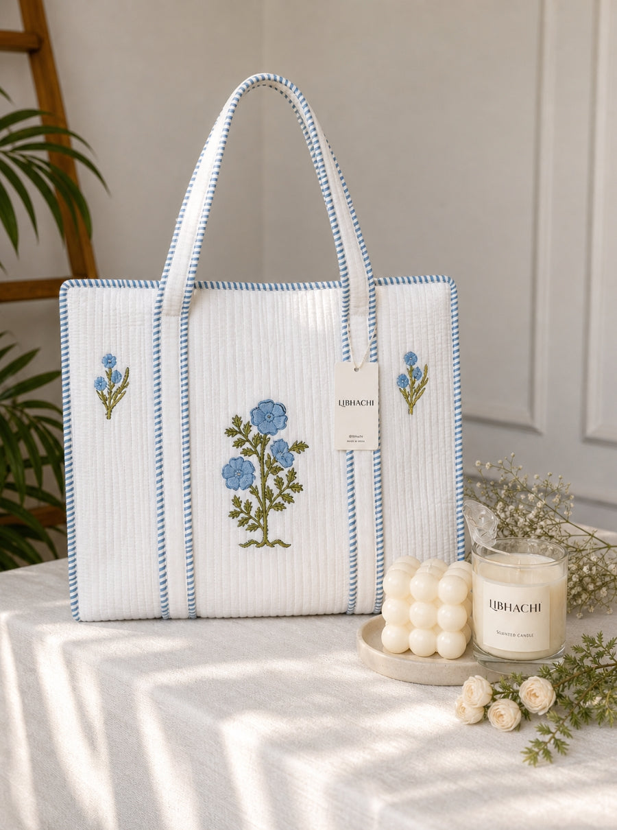 Neel Boota Handblock Quilted Tote Bag