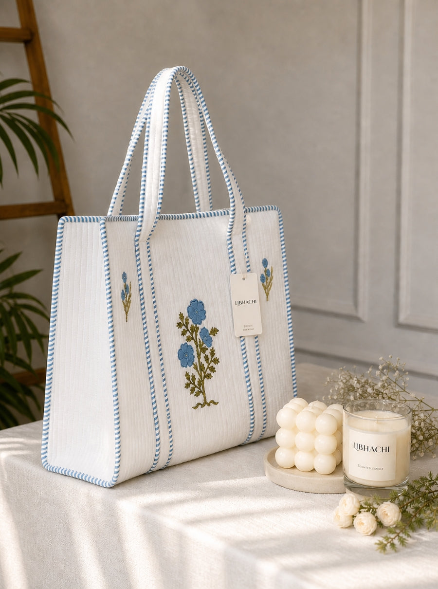 Neel Boota Handblock Quilted Tote Bag