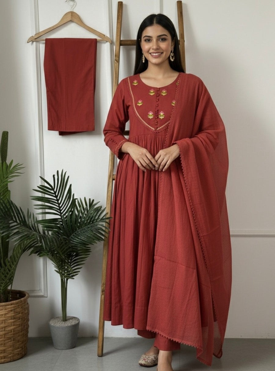 Anaya cotton anarkali suit set