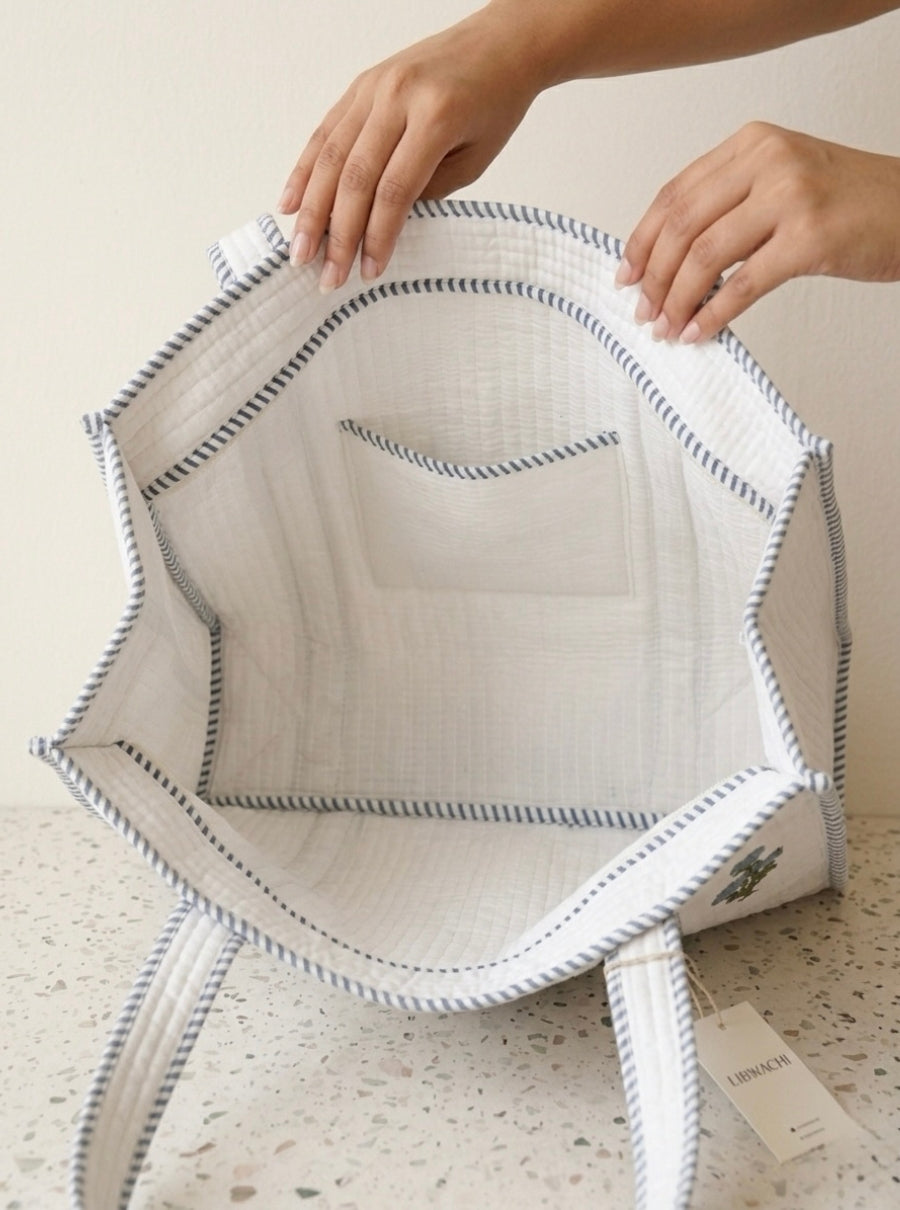Neel Boota Handblock Quilted Tote Bag