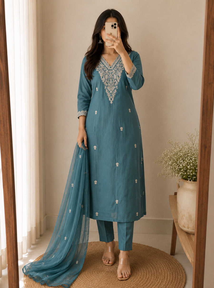 Aurelia Bloom Cotton Suit Set