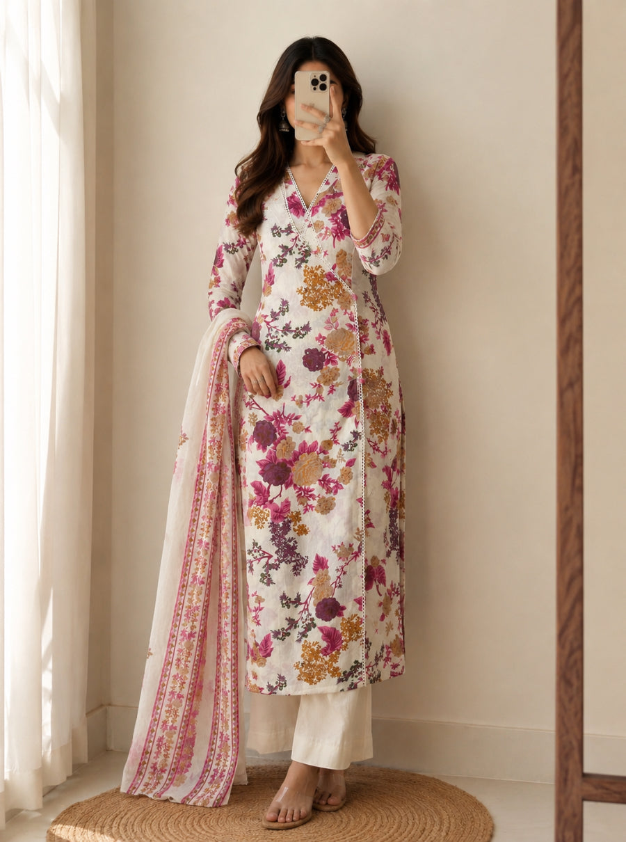 Rosé Jardin Floral Straight Suit Set