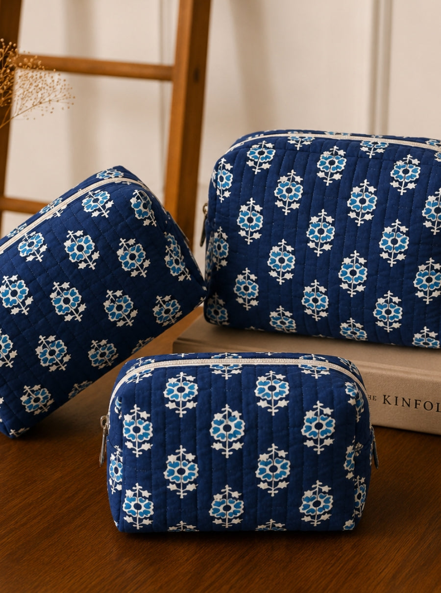 Neel Pushp Hand Block Toiletry Pouch