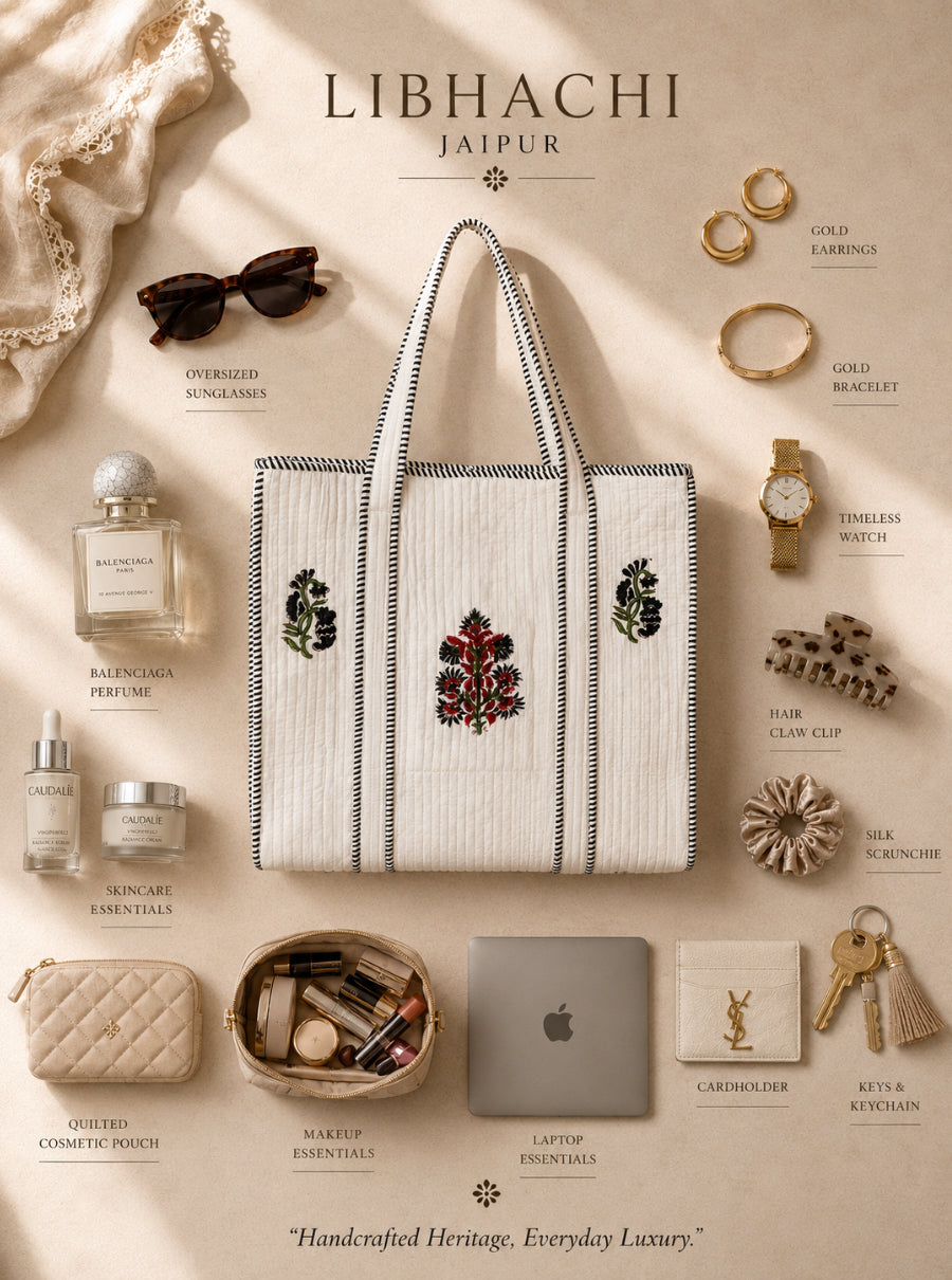 Morpankh Boota Quilted Tote Bag