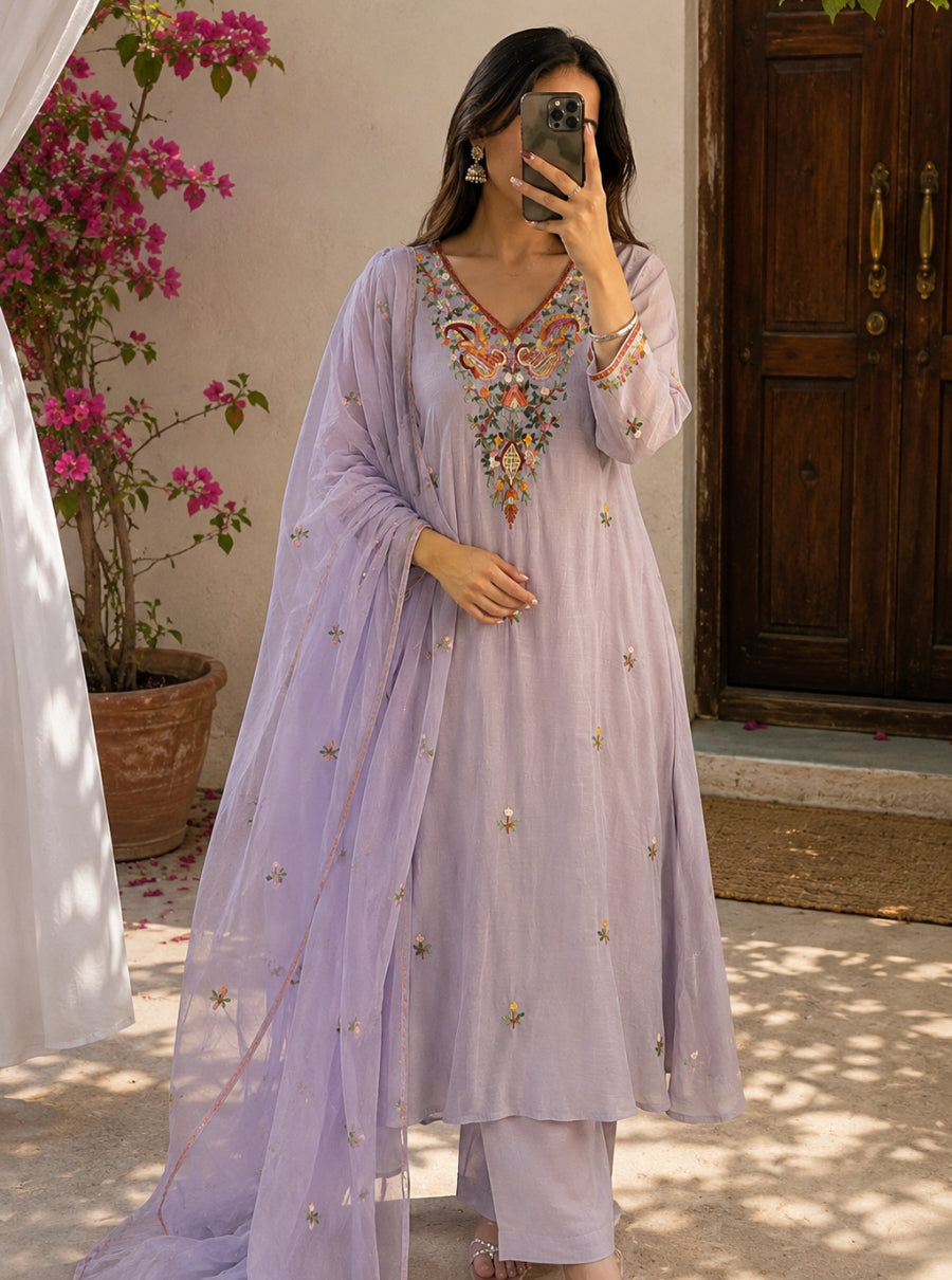 Noor Kantha mul chanderi suit Set