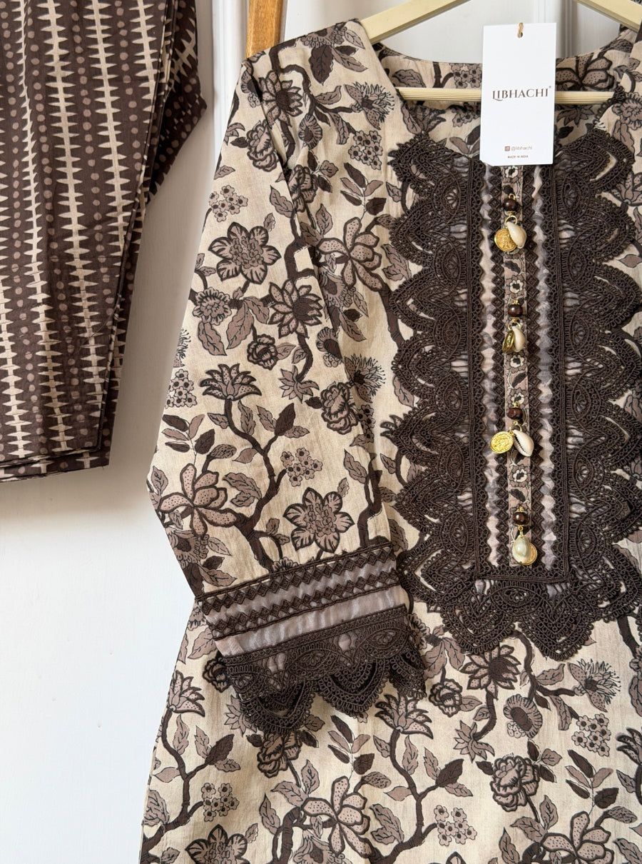 Mocha Mousse Farshi Salwar Suit Set