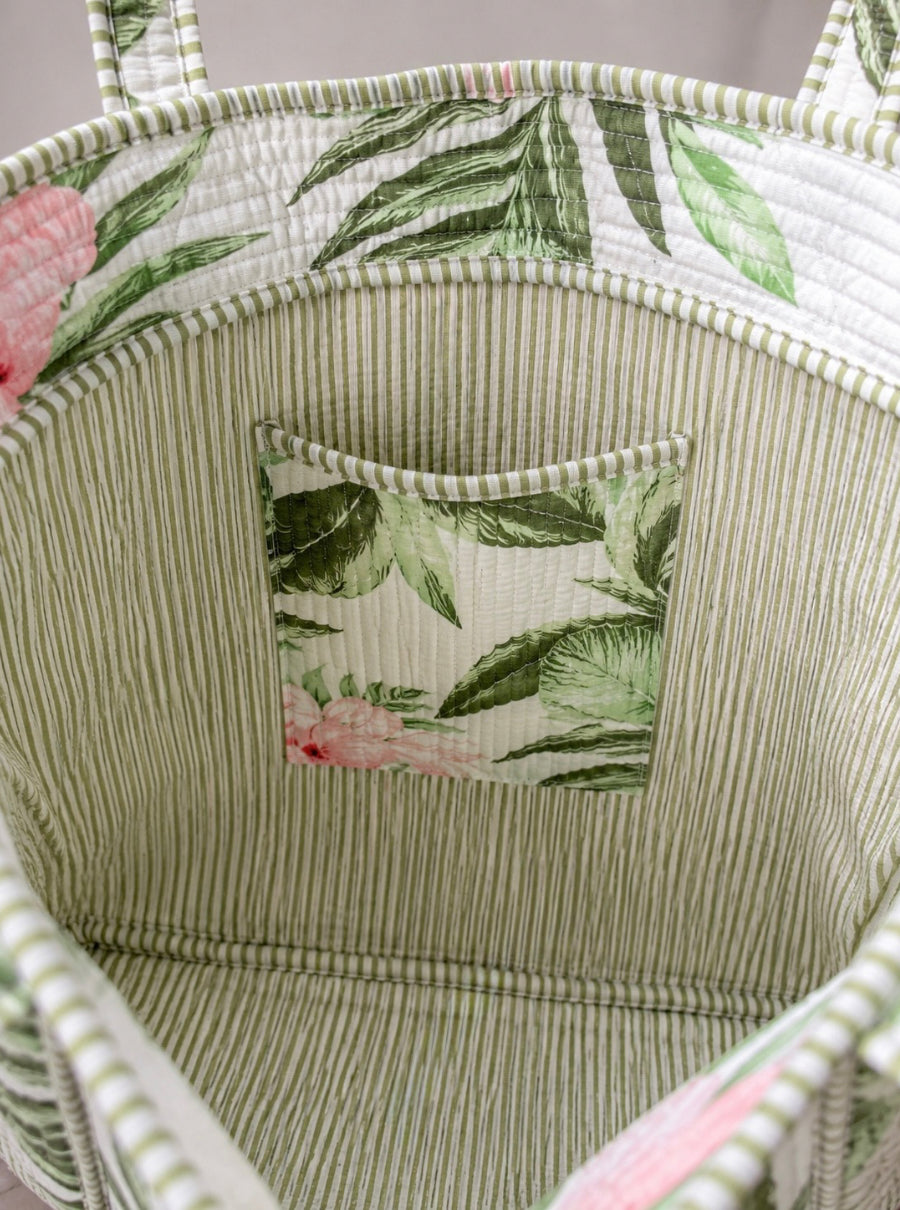 Flamingo Grove Quilted Tote Bag