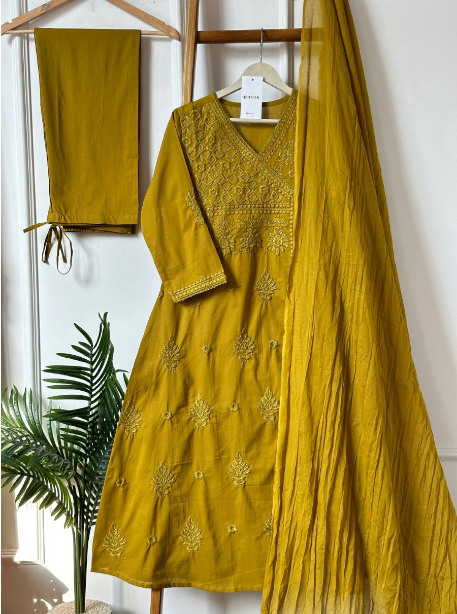 3 colour chikankari