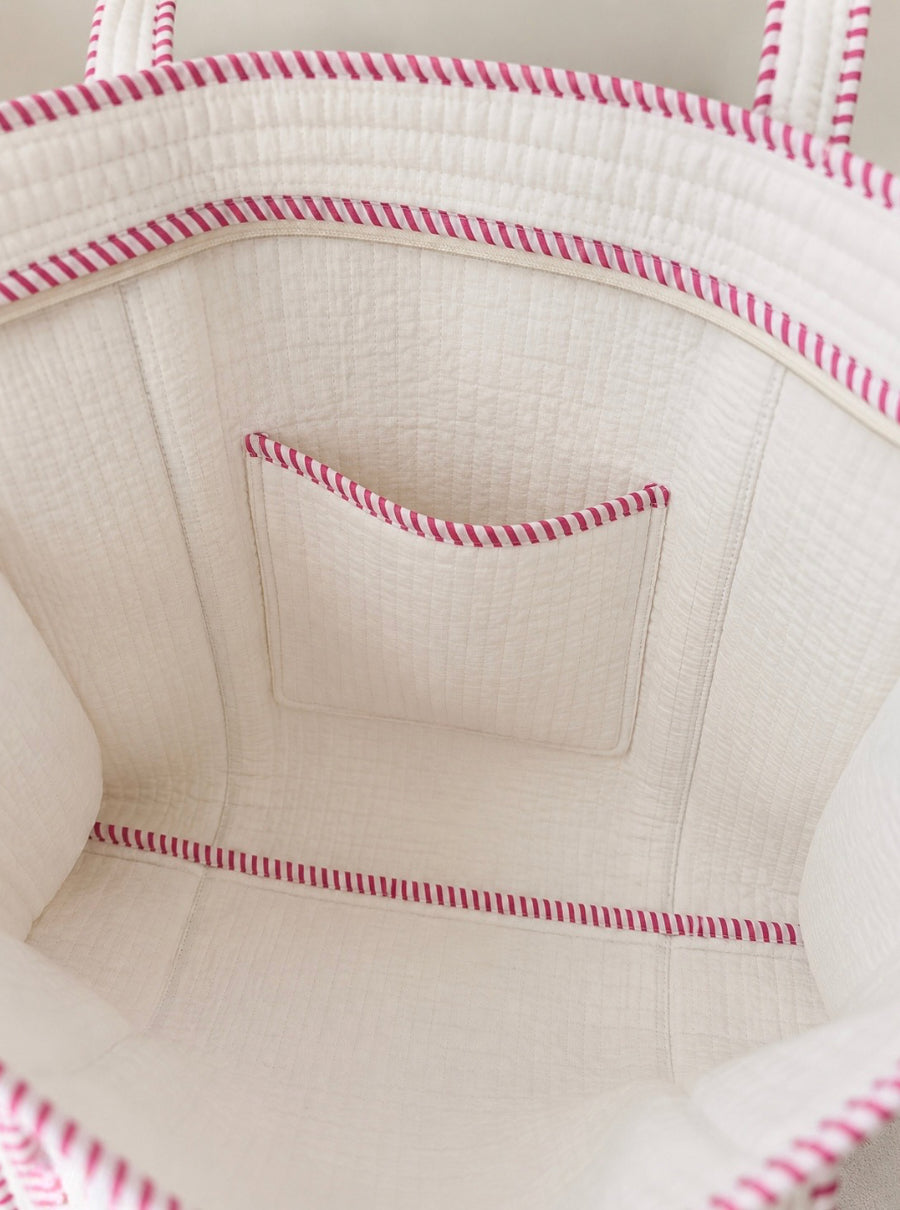 Gulabi Mahal Hand-Block Quilted Tote