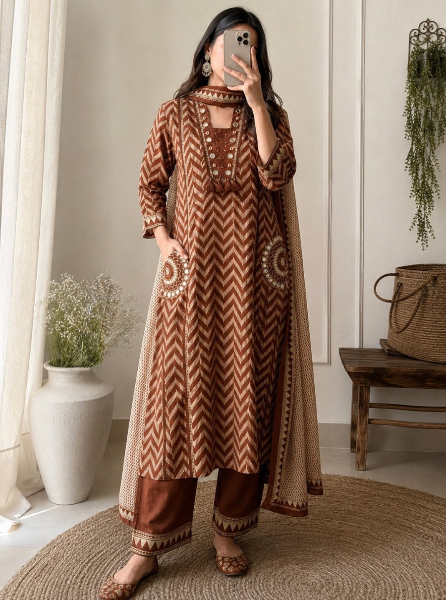 Pankhudi Embroidered Pocket Suit Set