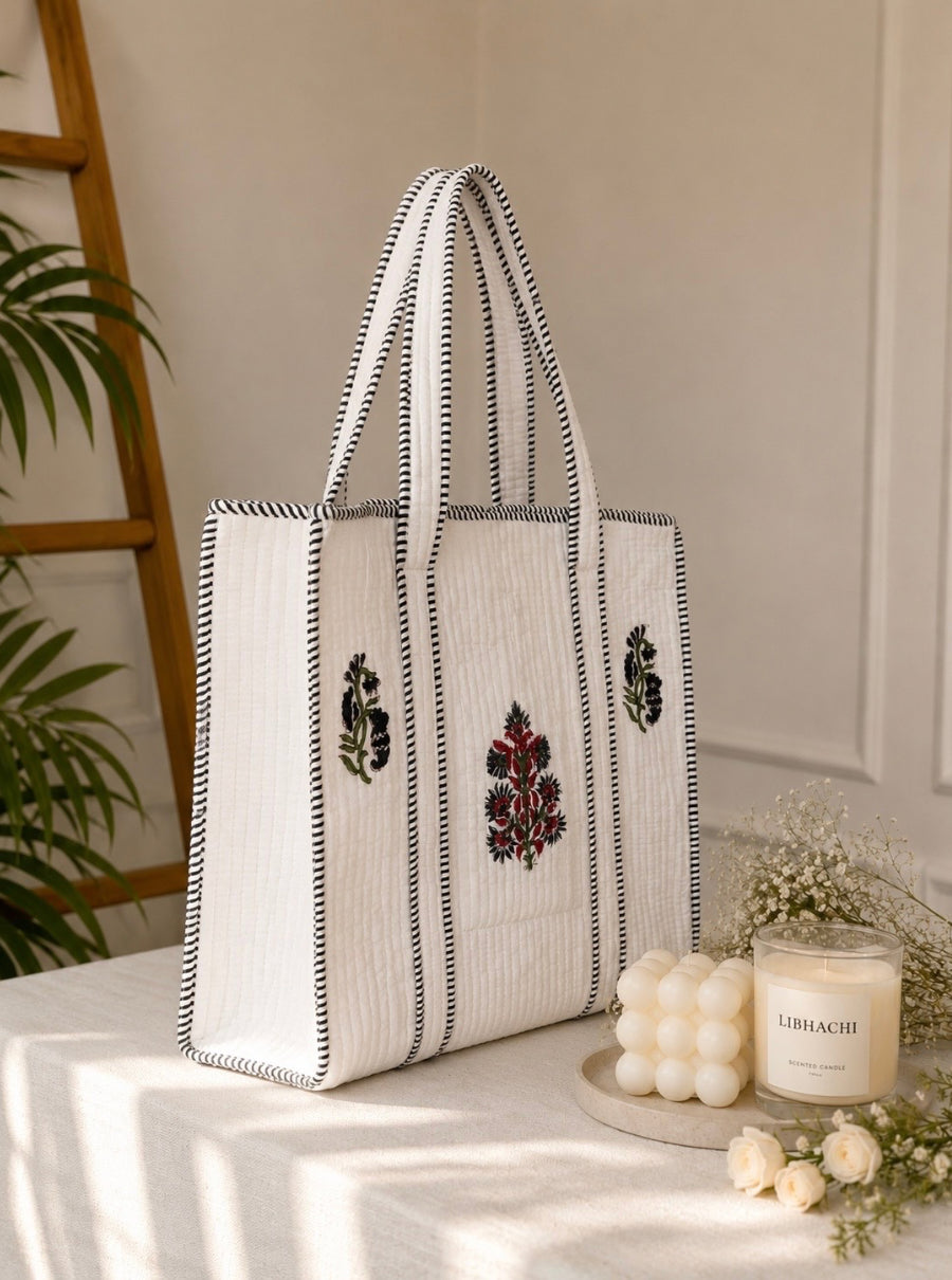 Morpankh Boota Quilted Tote Bag