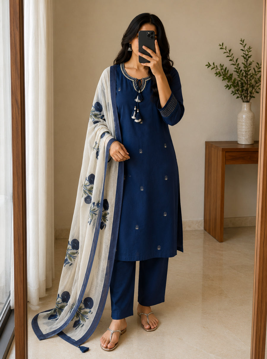 Mulberry Bloom Kota Doria Suit Set