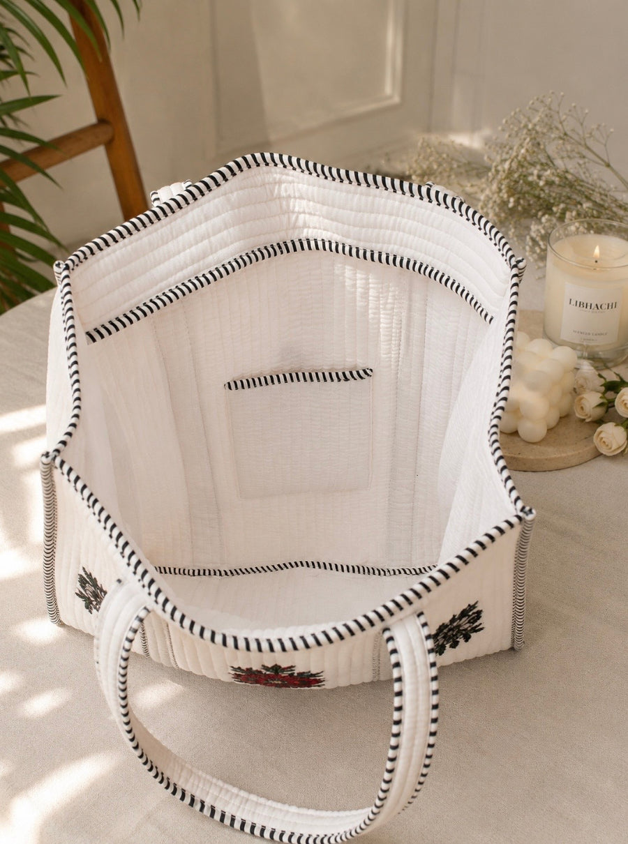 Morpankh Boota Quilted Tote Bag