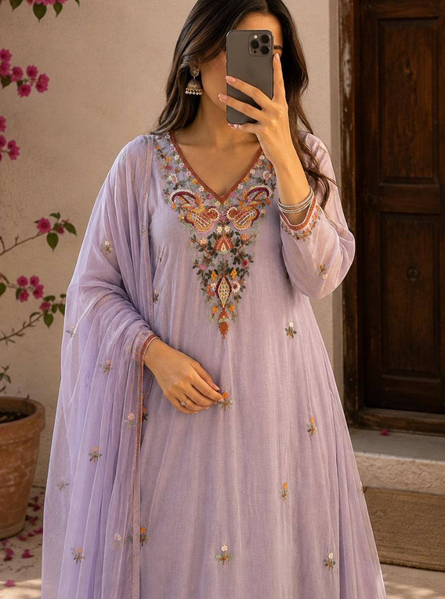 Noor Kantha mul chanderi suit Set