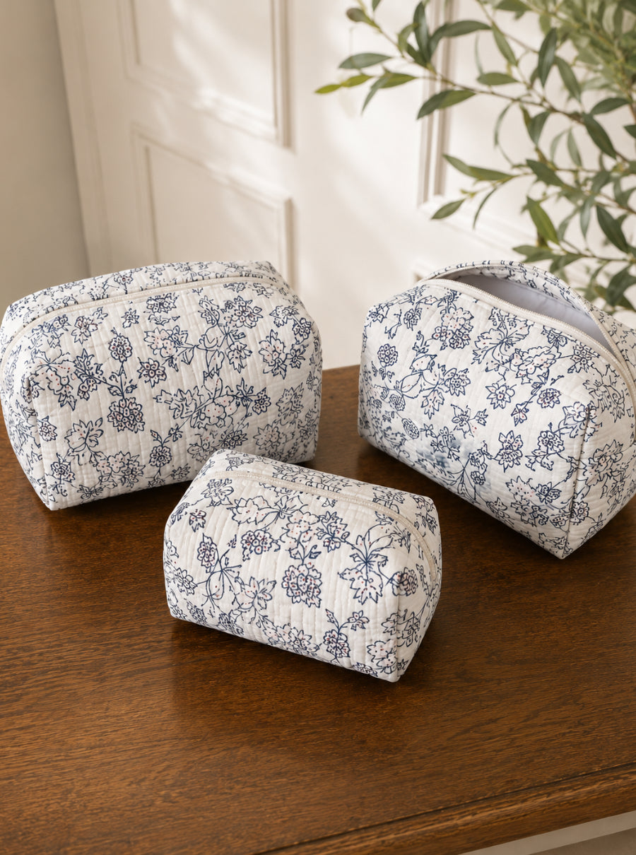 The Clean girl floral quilted pouch