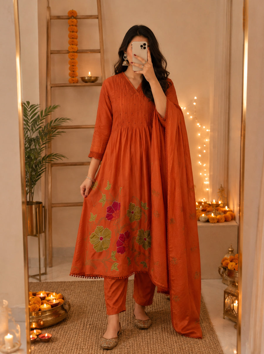 KASHIDA — Mul Chanderi Suit Set