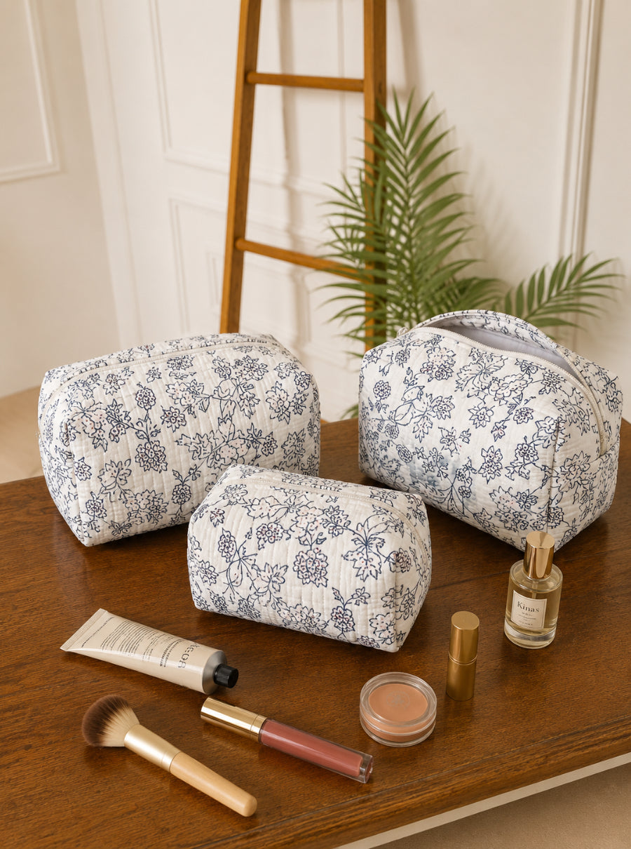 The Clean girl floral quilted pouch