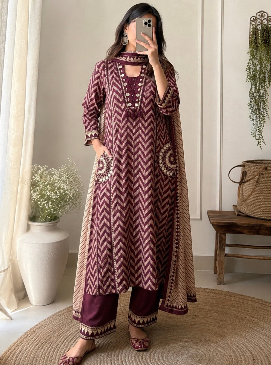 Pankhudi Embroidered Pocket Suit Set